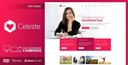 Celeste 1.2.9 Life Coach & Therapist WordPress Theme With Lifetime Update.