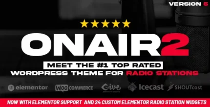 Onair2: Radio Station WordPress Theme With Non-Stop Music Player With Lifetime Update.