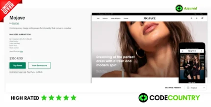 Shopify Mojave Ecommerce Website Template With Lifetime Update