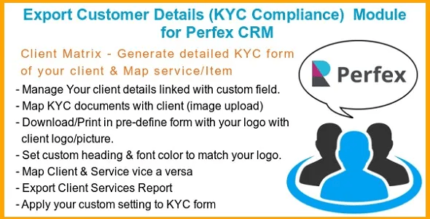 Export Customer Details (KYC Compliance) Module for Perfex CRM Export Customer Details (KYC Compliance) Module for Perfex CRM