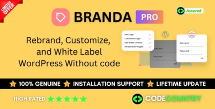 Branda Pro 3.4.13 White Label WordPress Plugin with Lifetime Updates.