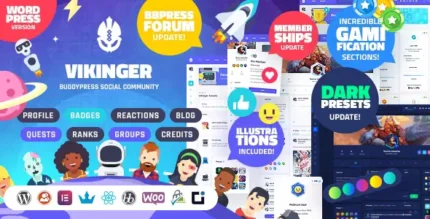 Vikinger 1.9.17 BuddyPress and GamiPress Social Community With Lifetime Update.