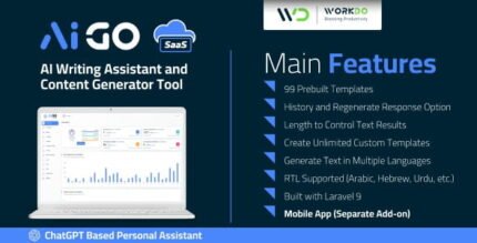 AIGo SaaS - AI Writing Assistant and Content Generator Tool With Lifetime Update.