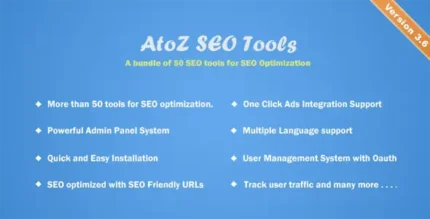 AtoZ SEO Tools 3.7 Search Engine Optimization Tools PHP Script With Lifetime Update.
