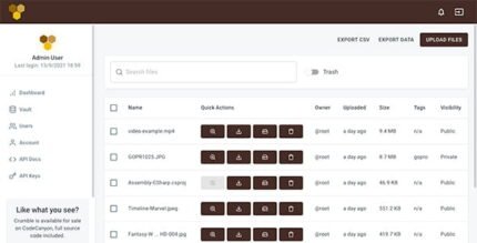 Crumble - Enterprise Cloud Storage - Scalable File Hosting Script - Node.js, React, MongoDB, GridFS   With Lifetime Updates.