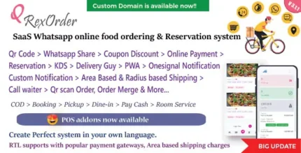 QrexOrder - SaaS Restaurants / QR Menu / WhatsApp Online ordering / Reservation system with Lifetime Update.