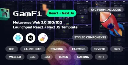 GamFi Metaverse Web3 IGO Launchpad React, Next JS Template With Lifetime Update