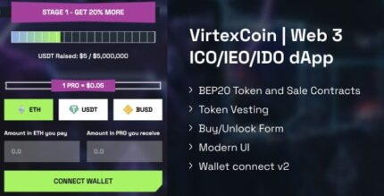 VirtexCoin | Web 3 ICO/IEO/IDO dApp - Crypto Fund Raiser With Lifetime Update.