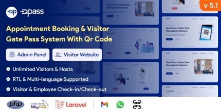 QuickPass: Appointment Booking & Visitor Gate Pass System With Qr Code  With Lifetime Update.