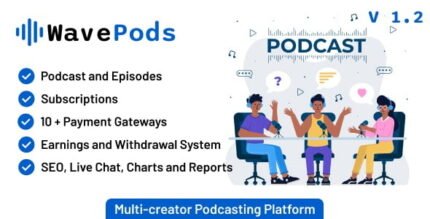 WavePods - Multi-creator Podcasting Platform With Lifetime Update.